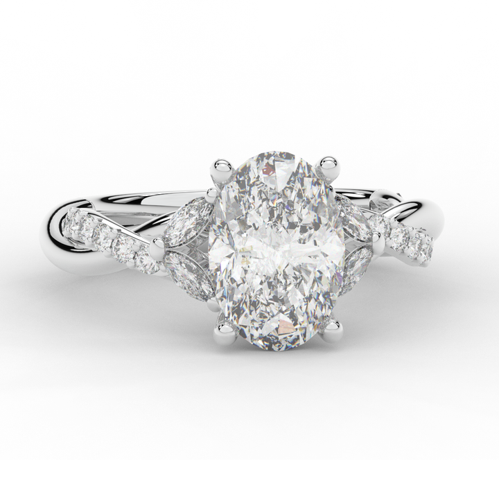 2.40CT.TW OVAL LAB DIAMOND TWIST ENGAGEMENT RING - Nazarelle