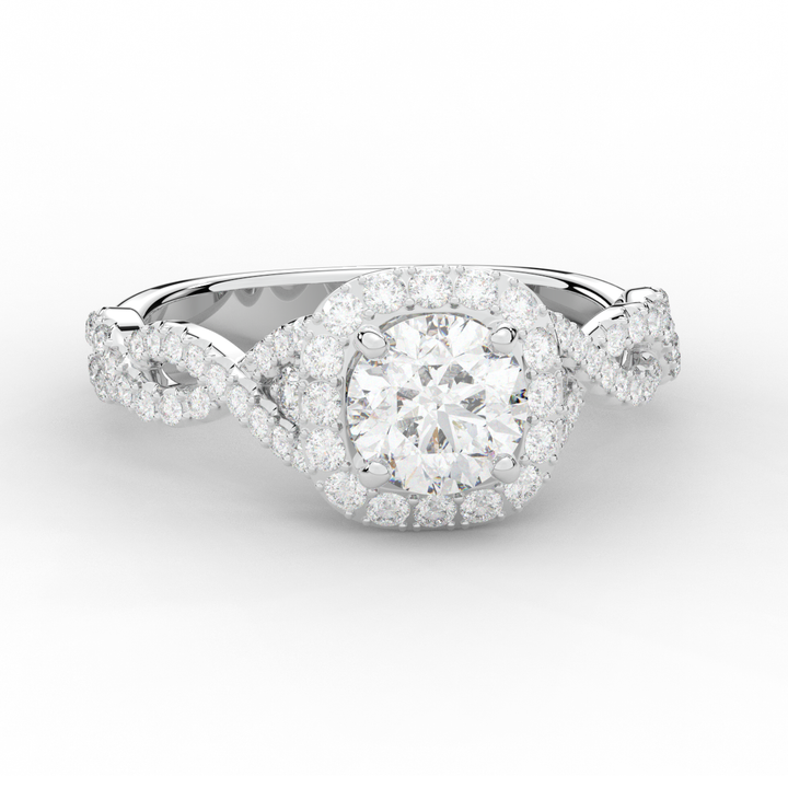 1.60CT.TW ROUND LAB DIAMOND HALO TWIST ENGAGEMENT RING - Nazarelle