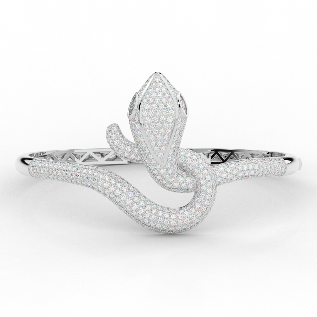 4.90CT.TW ROUND AND PEAR LAB DIAMOND SNAKE BANGLE - Nazarelle