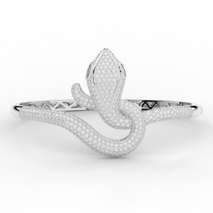 4.90CT.TW ROUND AND PEAR LAB DIAMOND SNAKE BANGLE - Nazarelle