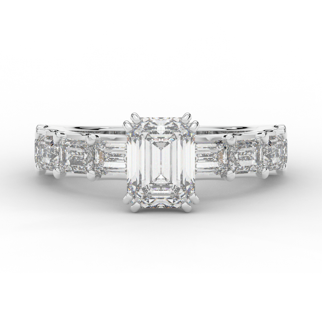3.75CT.TW EMERALD CUT LAB DIAMOND SOLITAIRE ENGAGEMENT RING - Nazarelle