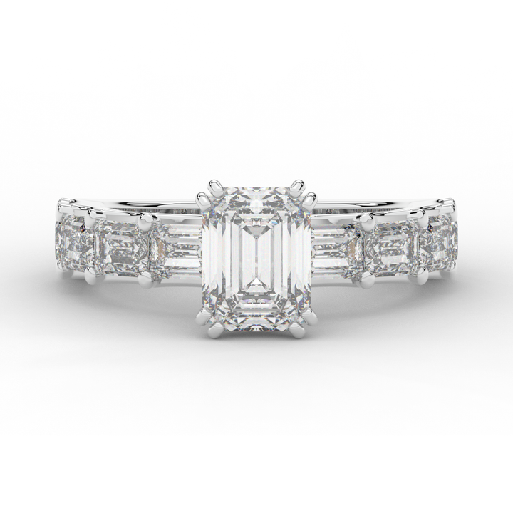 3.75CT.TW EMERALD CUT LAB DIAMOND SOLITAIRE ENGAGEMENT RING - Nazarelle