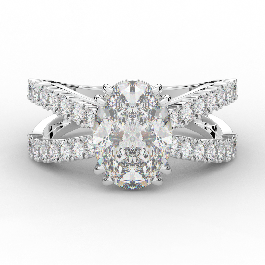 3.75CT.TW OVAL LAB DIAMOND SPLIT BAND ENGAGEMENT RING - Nazarelle
