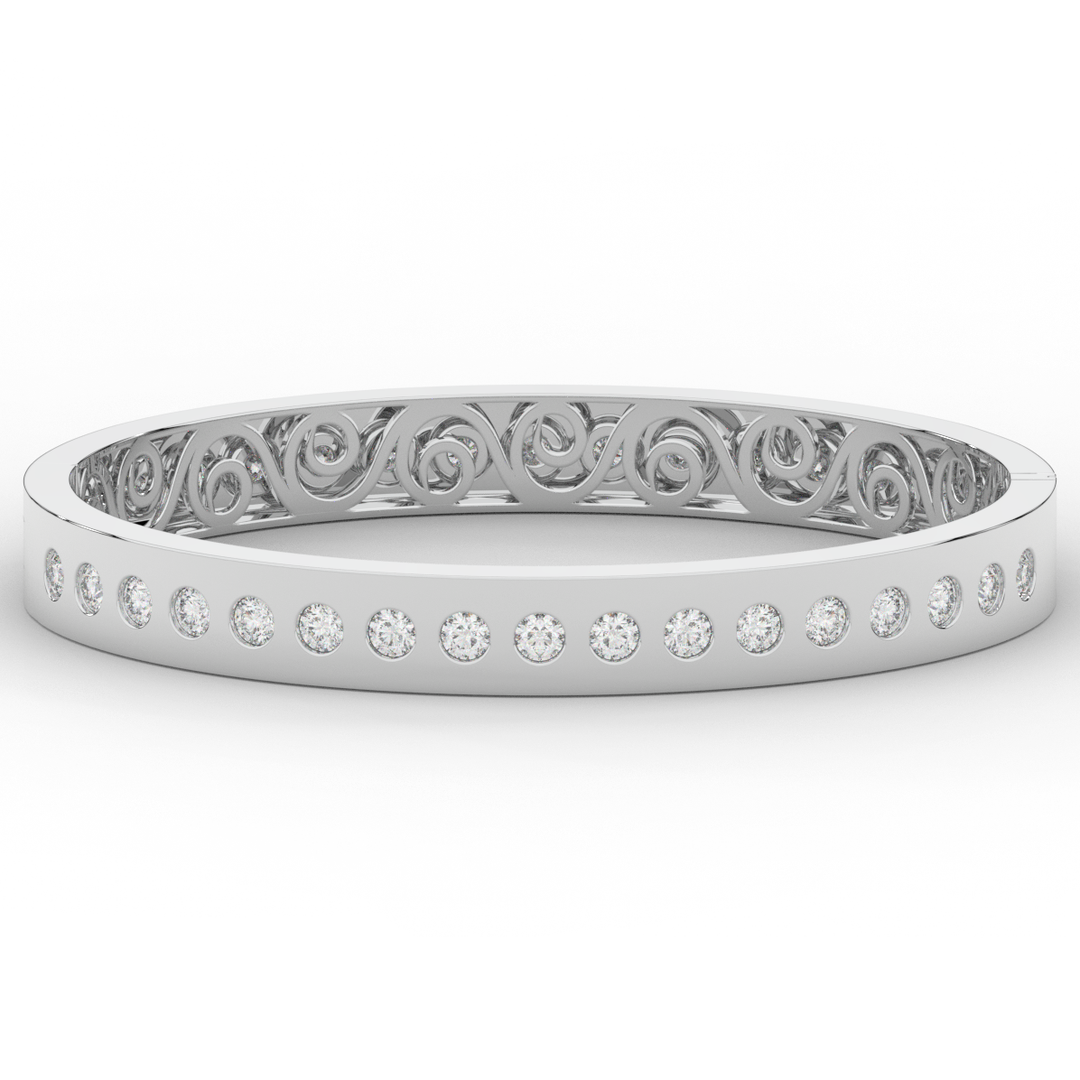 4.50CT.TW ROUND LAB DIAMOND ETERNITY BEZEL SET BANGLE - Nazarelle