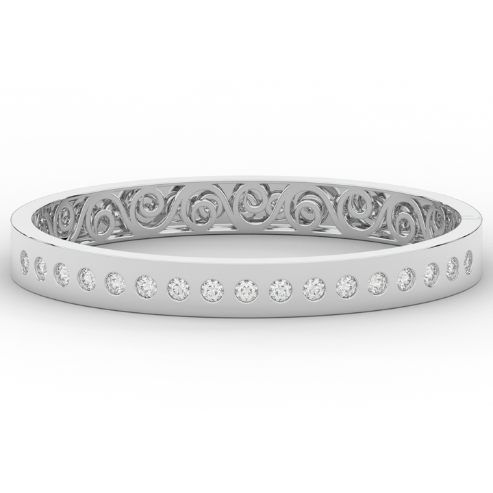 4.50CT.TW ROUND LAB DIAMOND ETERNITY BEZEL SET BANGLE - Nazarelle