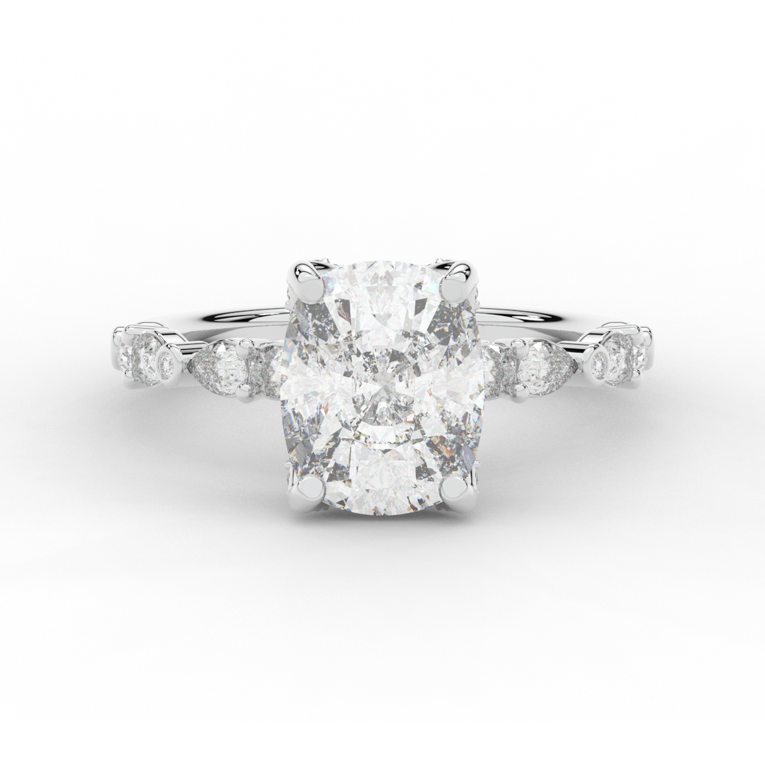 3.60CT.TW CUSHION LAB DIAMOND SOLITAIRE ENGAGEMENT RING - Nazarelle
