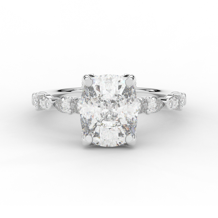 3.60CT.TW CUSHION LAB DIAMOND SOLITAIRE ENGAGEMENT RING - Nazarelle