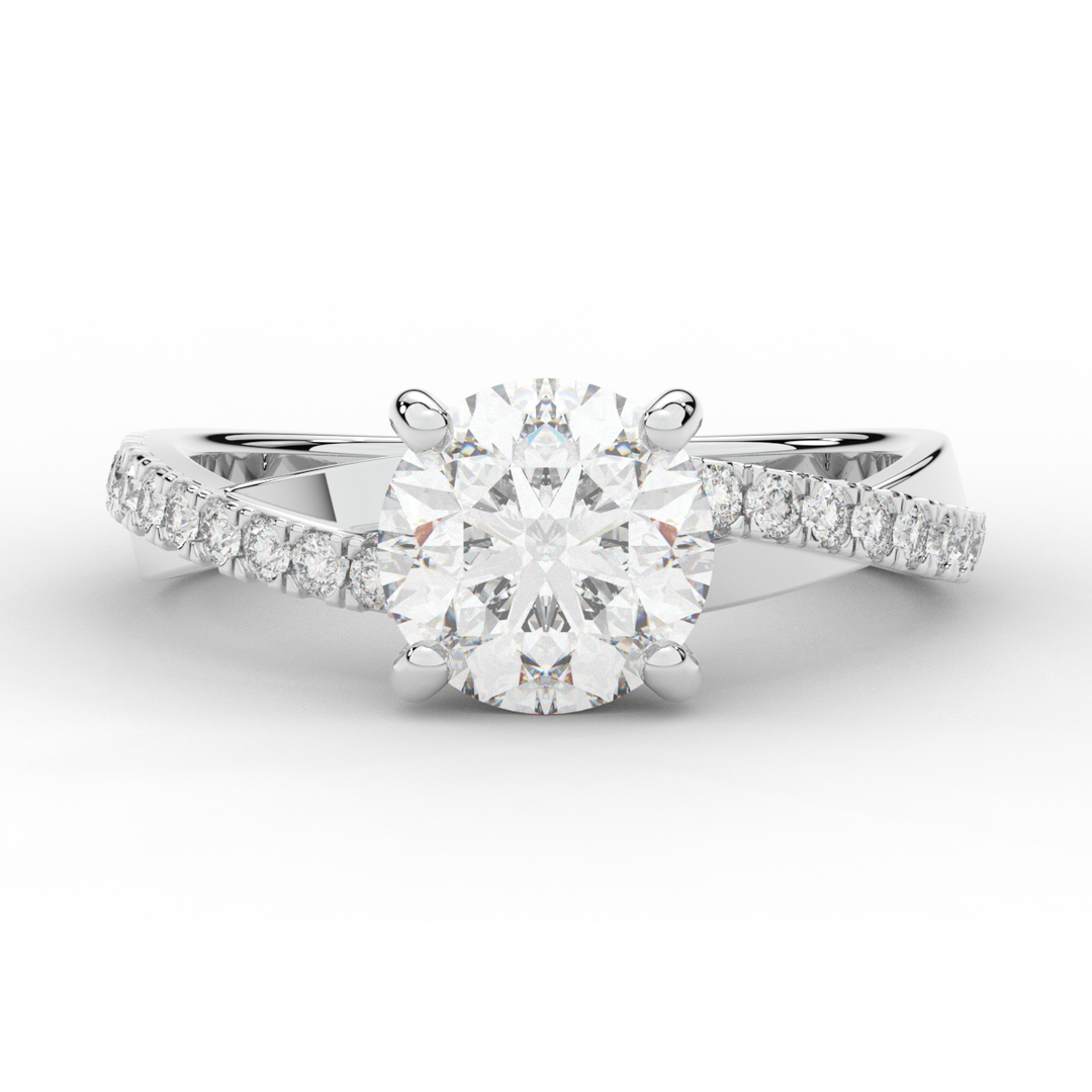 2.20CT.TW ROUND LAB DIAMOND TWISTBAND ENGAGEMENT RING - Nazarelle