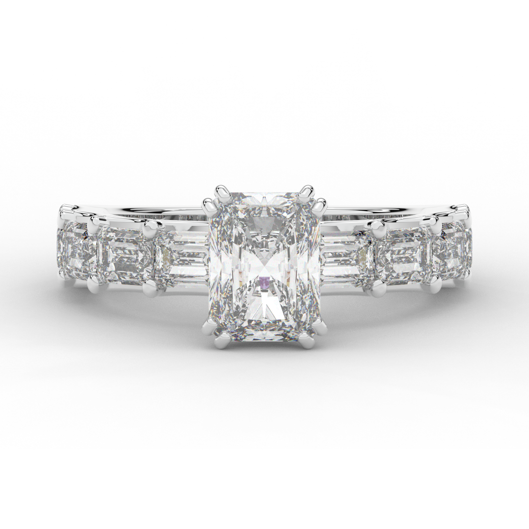 3.75CT.TW RADIANT LAB DIAMOND SOLITAIRE ENGAGEMENT RING - Nazarelle