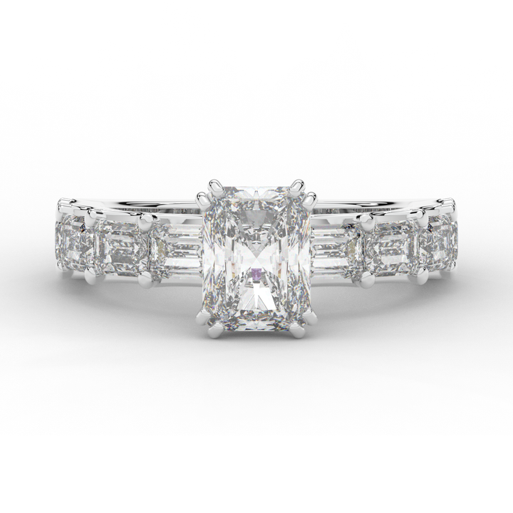 3.75CT.TW RADIANT LAB DIAMOND SOLITAIRE ENGAGEMENT RING - Nazarelle