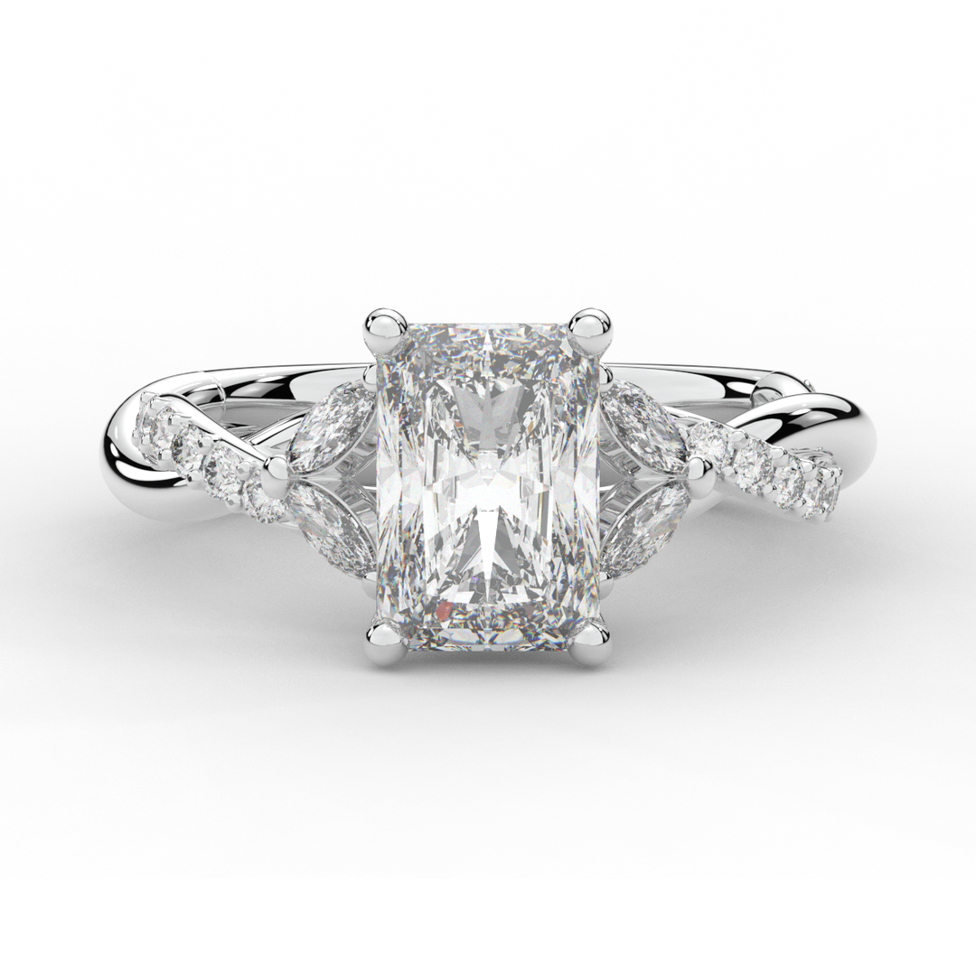 2.40CT.TW RADIANT LAB DIAMOND TWIST BAND ENGAGEMENT RING - Nazarelle