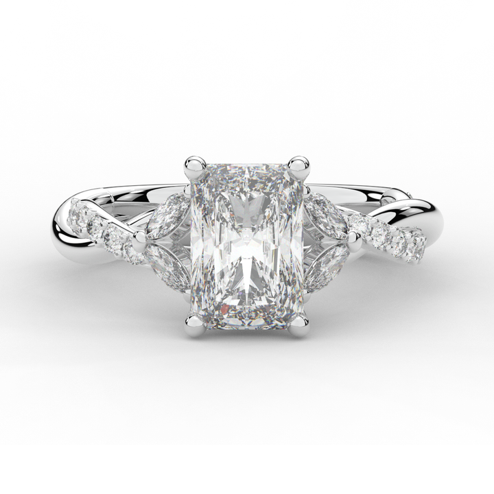 2.40CT.TW RADIANT LAB DIAMOND TWIST BAND ENGAGEMENT RING - Nazarelle