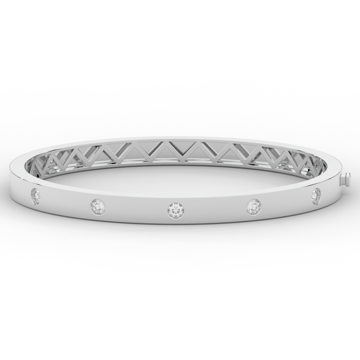 0.50CT.TW ROUND LAB DIAMOND BEZEL SET BANGLE - Nazarelle