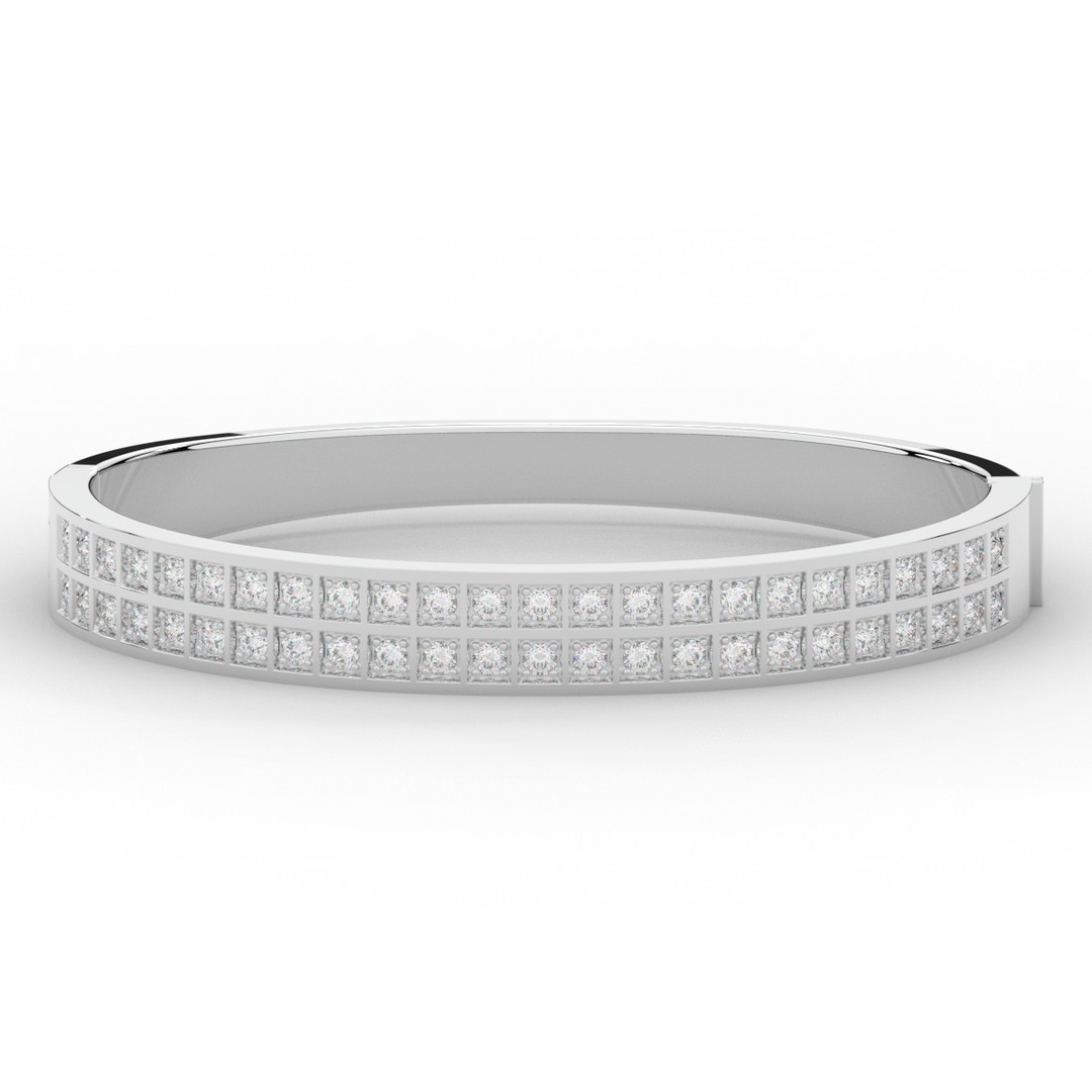 2.00CT.TW ROUND LAB TWO ROW DIAMOND BANGLE - Nazarelle