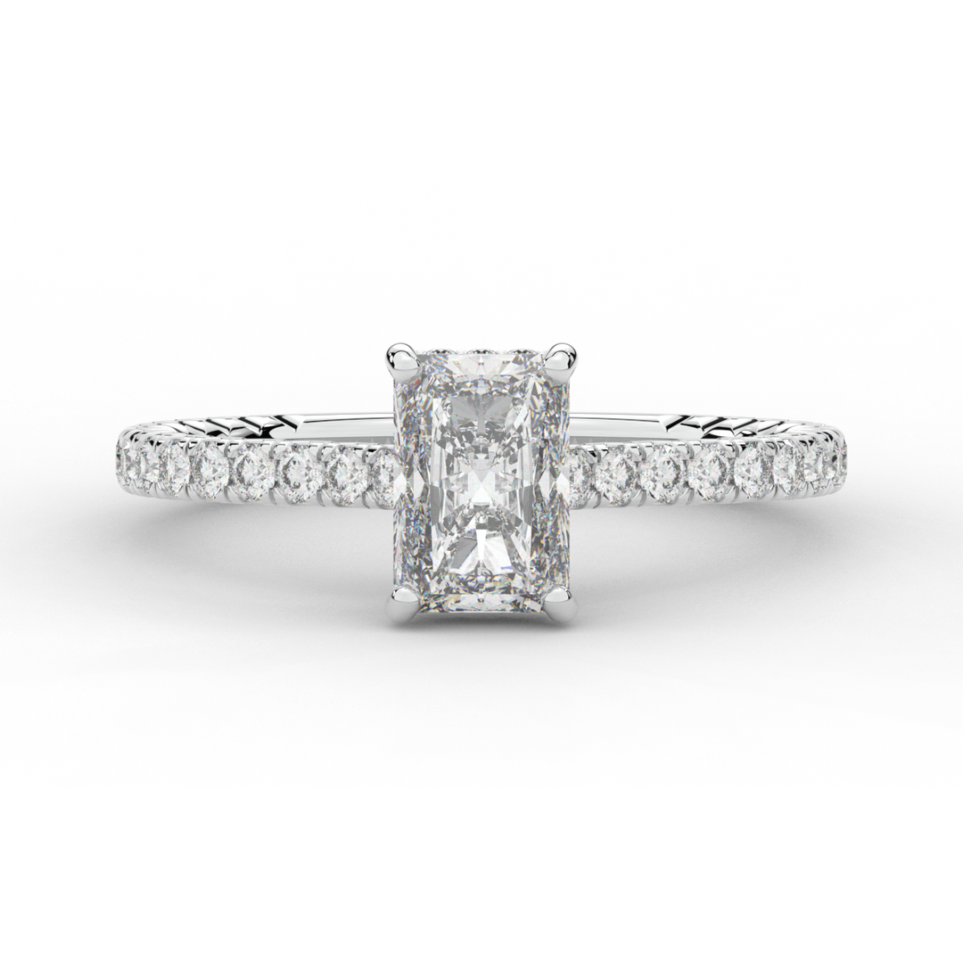 2.10CT.TW RADIANT LAB DIAMOND UNDERHALO SOLITAIRE ENGAGEMENT RING - Nazarelle