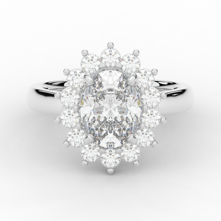 2.65CT.TW OVAL LAB DIAMOND HALO ENGAGEMENT RING - Nazarelle