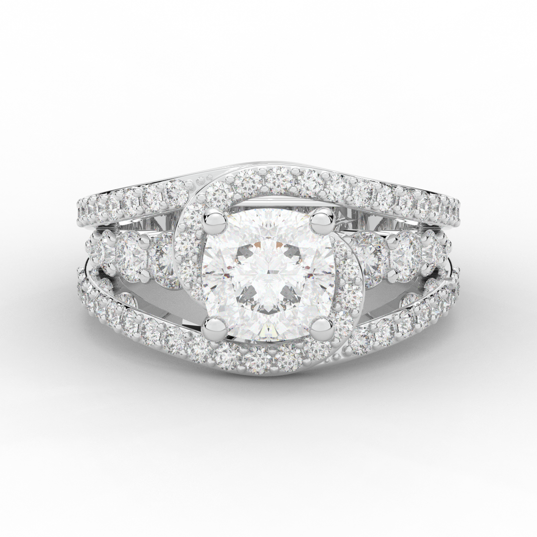 3.30CT.TW CUSHION LAB DIAMOND ENGAGEMENT RING - Nazarelle