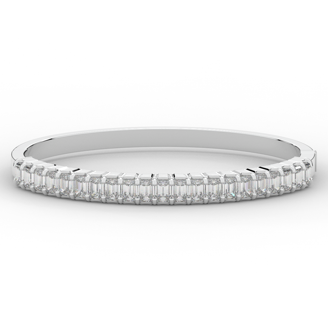 6.50CT.TW EMERALD CUT LAB DIAMOND BANGLE - Nazarelle