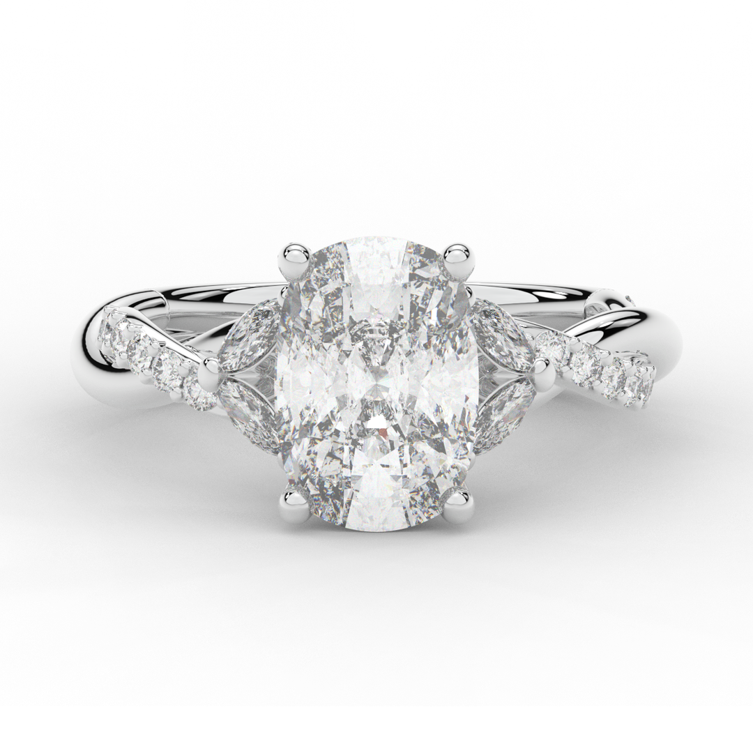 2.40CT.TW CUSHION LAB DIAMOND TWIST BAND ENGAGEMENT RING - Nazarelle