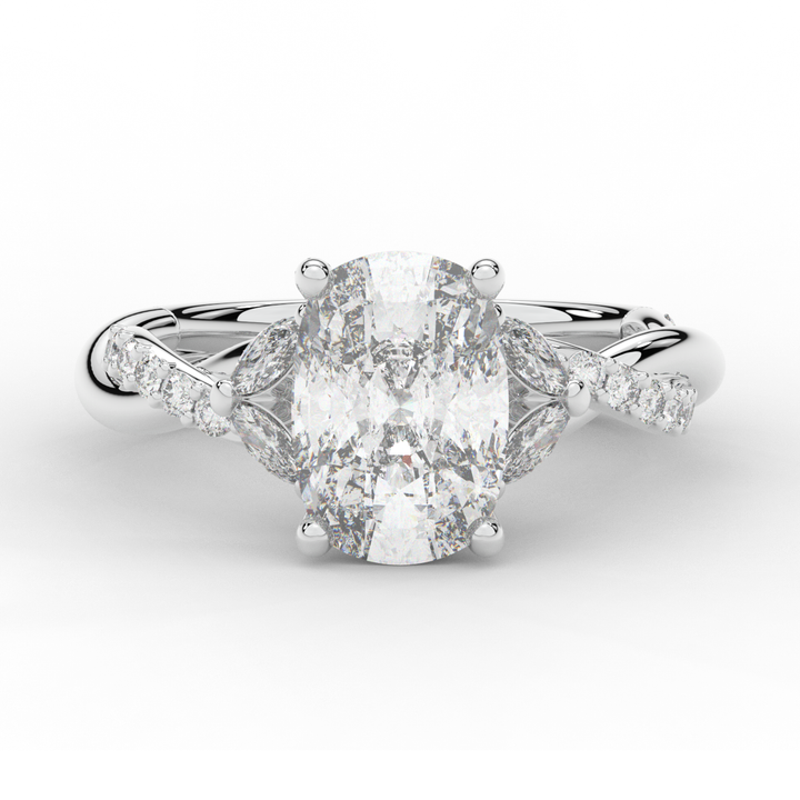 2.40CT.TW CUSHION LAB DIAMOND TWIST BAND ENGAGEMENT RING - Nazarelle