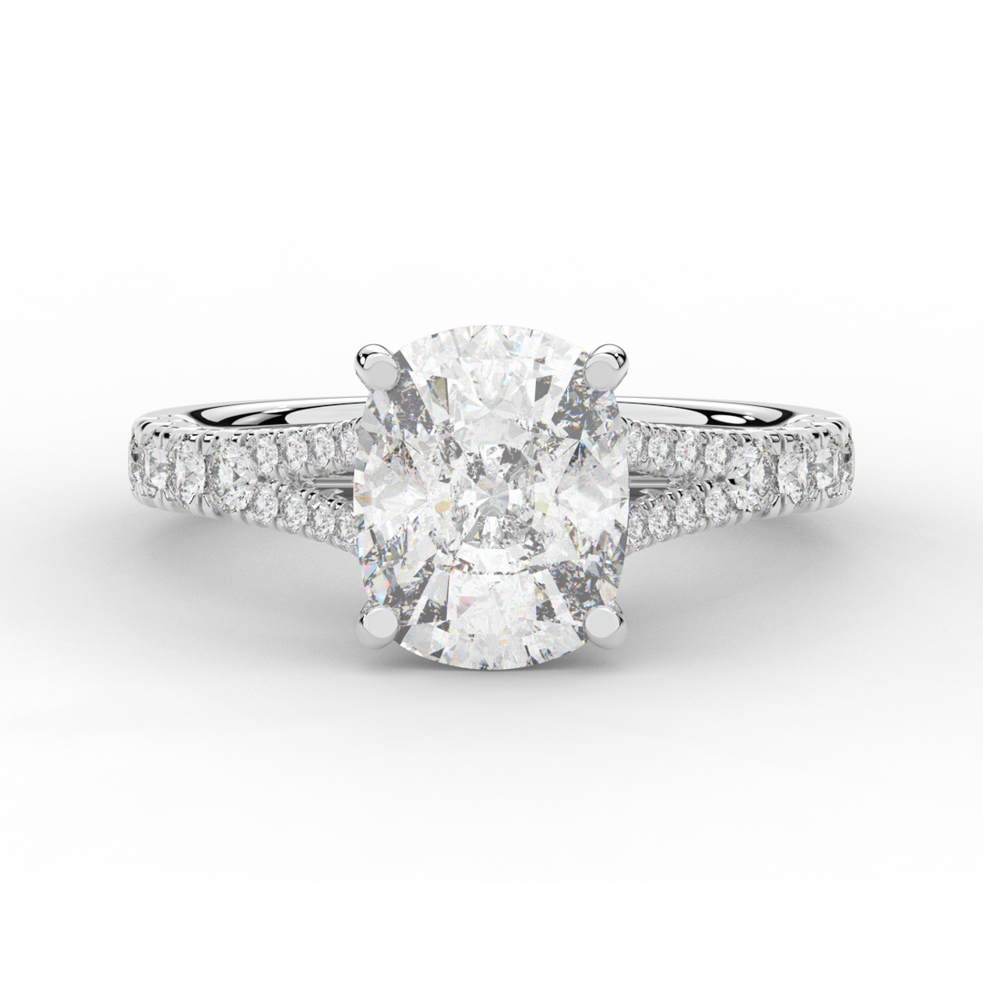 3.45CT.TW CUSHION LAB DIAMOND ENGAGEMENT RING - Nazarelle