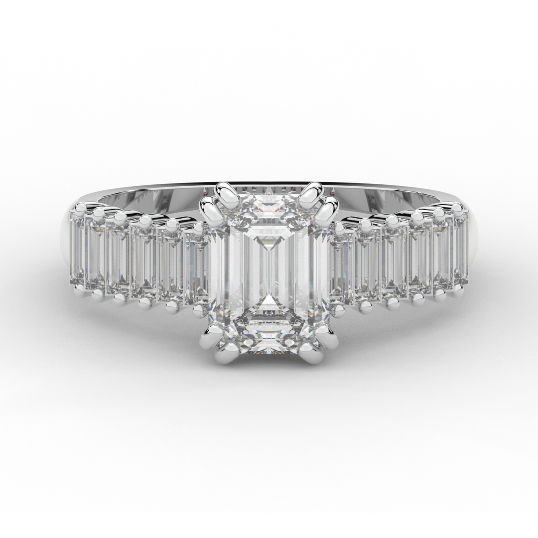 2.60CT.TW EMERALD CUT LAB DIAMOND ENGAGEMENT RING - Nazarelle