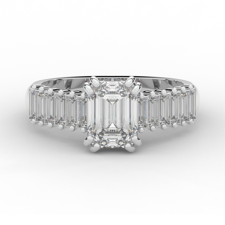 2.60CT.TW EMERALD CUT LAB DIAMOND ENGAGEMENT RING - Nazarelle
