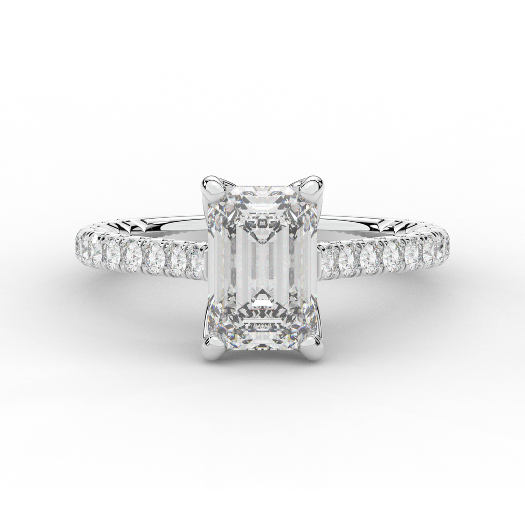 2.70CT.TW EMERALD CUT LAB DIAMOND SOLITAIRE ENGAGEMENT RING - Nazarelle