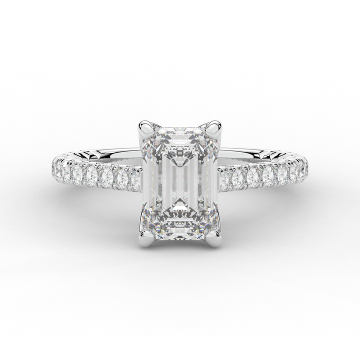 2.70CT.TW EMERALD CUT LAB DIAMOND SOLITAIRE ENGAGEMENT RING - Nazarelle
