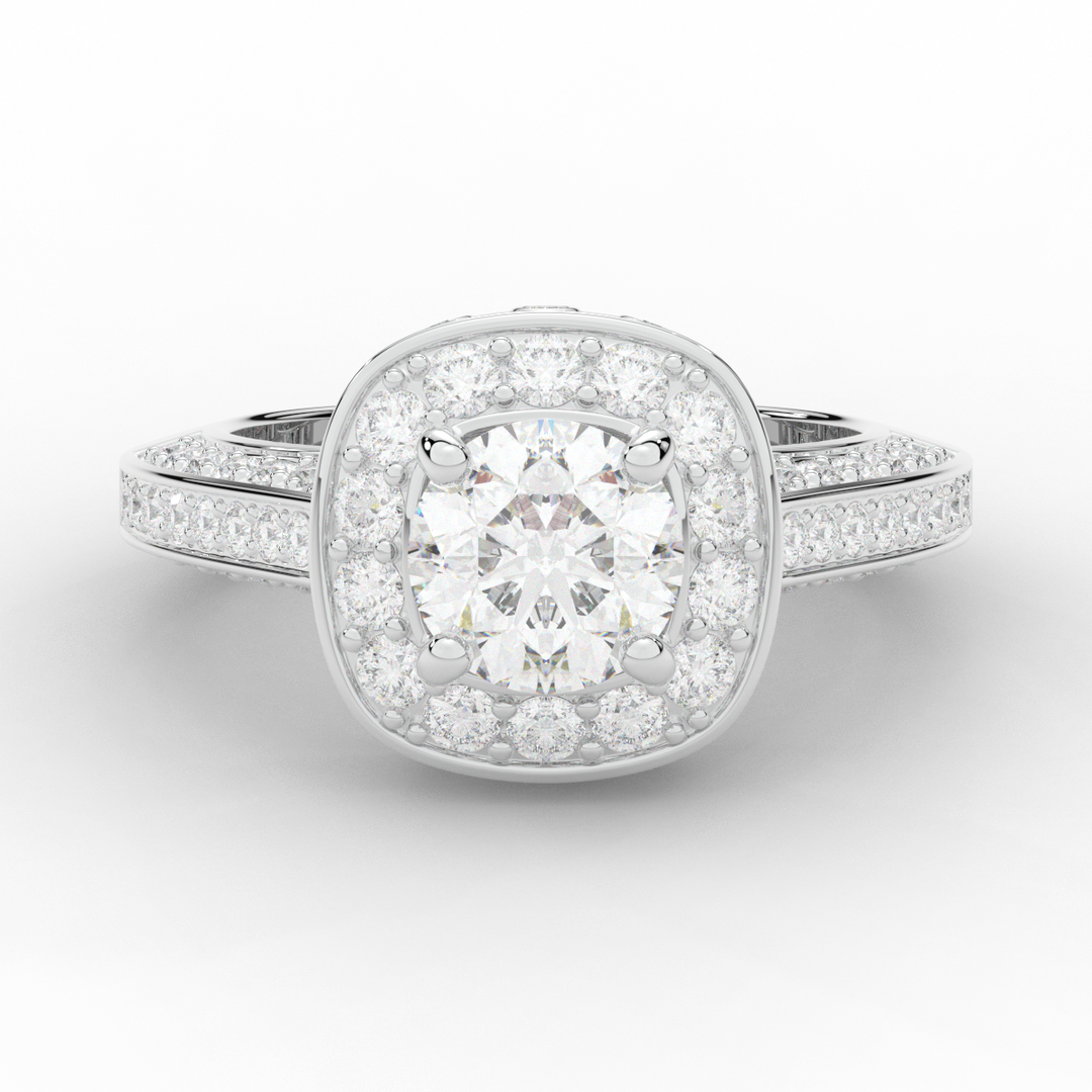 1.50CT.TW ROUND LAB DIAMOND HALO ENGAGEMENT RING - Nazarelle
