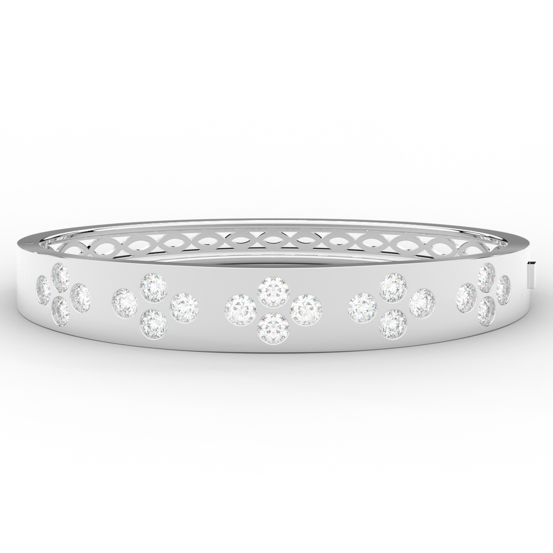 4.10CT.TW ROUND LAB DIAMOND BEZEL SET BANGLE - Nazarelle