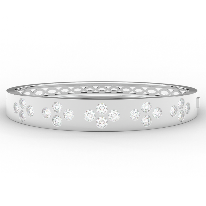 4.10CT.TW ROUND LAB DIAMOND BEZEL SET BANGLE - Nazarelle