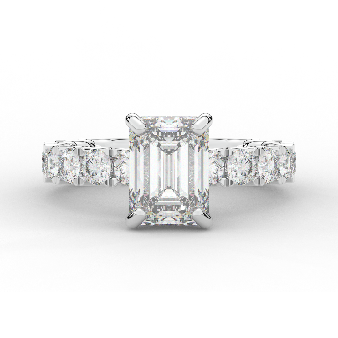 4.35CT.TW EMERALD CUT LAB DIAMOND ENGAGEMENT RING - Nazarelle