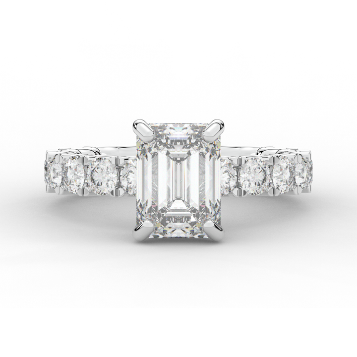4.35CT.TW EMERALD CUT LAB DIAMOND ENGAGEMENT RING - Nazarelle