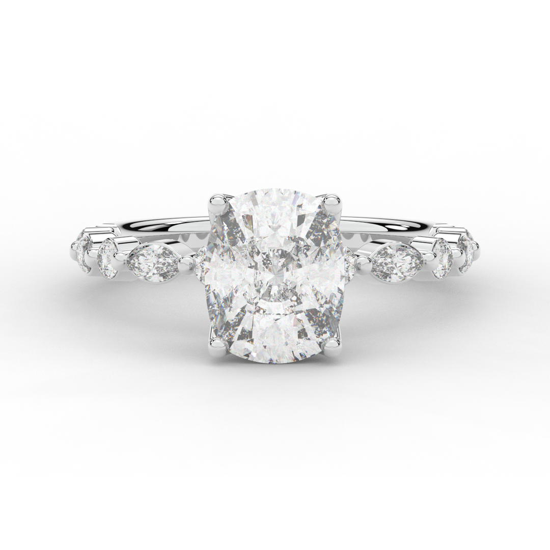2.60CT.TW CUSHION LAB DIAMOND SOLITAIRE ENGAGEMENT RING - Nazarelle