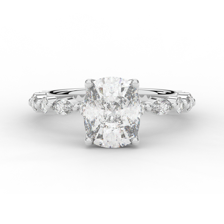 2.60CT.TW CUSHION LAB DIAMOND SOLITAIRE ENGAGEMENT RING - Nazarelle