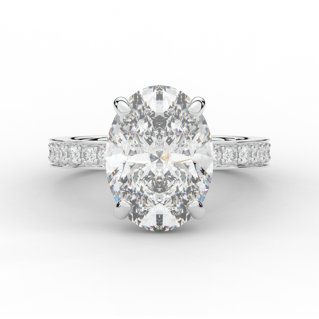4.30CT.TW OVAL LAB DIAMOND BAND ENGAGEMENT RING - Nazarelle