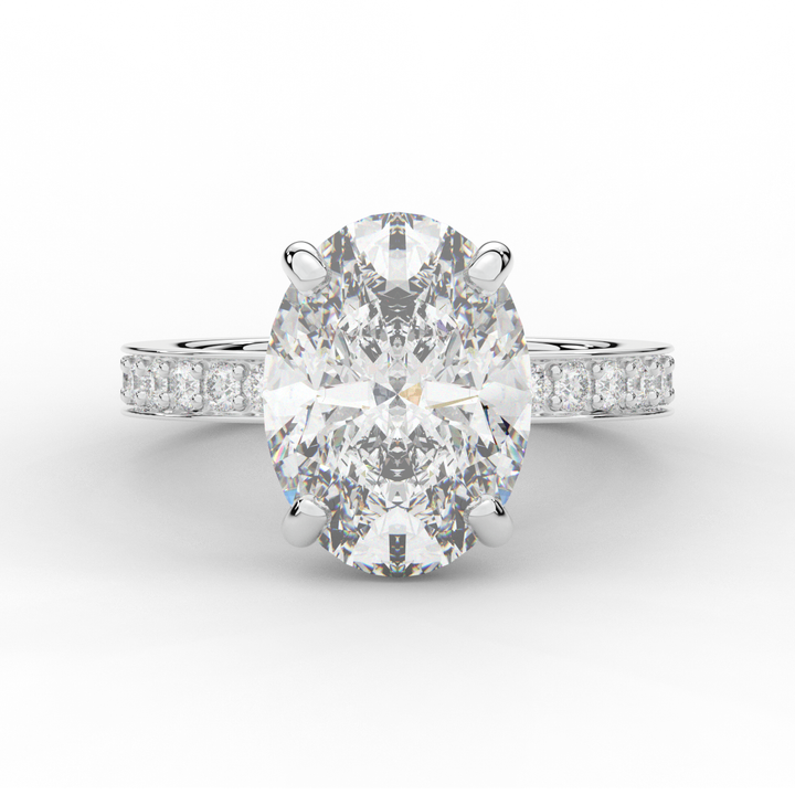4.30CT.TW OVAL LAB DIAMOND BAND ENGAGEMENT RING - Nazarelle