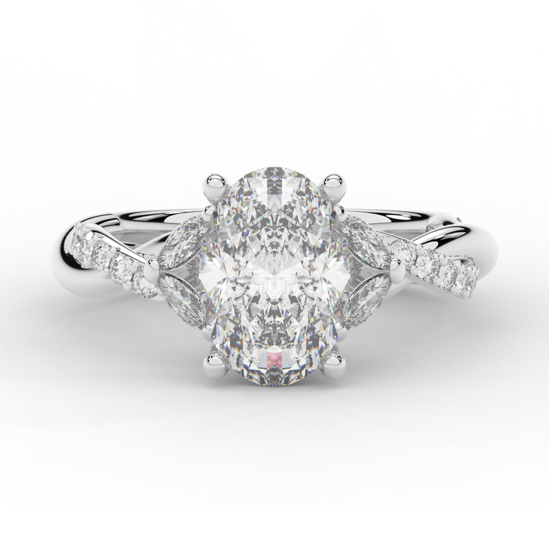 2.40CT.TW OVAL LAB DIAMOND TWIST ENGAGEMENT RING - Nazarelle