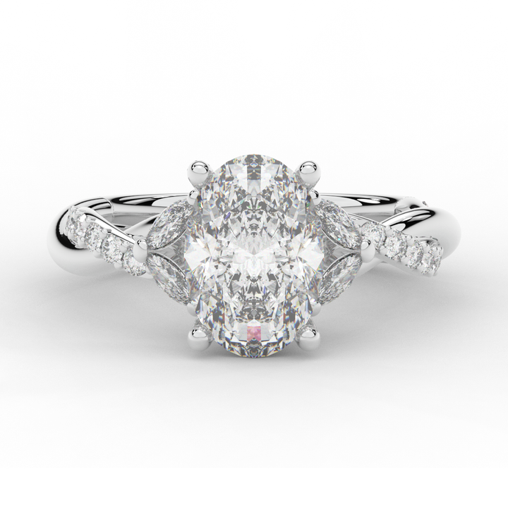 2.40CT.TW OVAL LAB DIAMOND TWIST ENGAGEMENT RING - Nazarelle