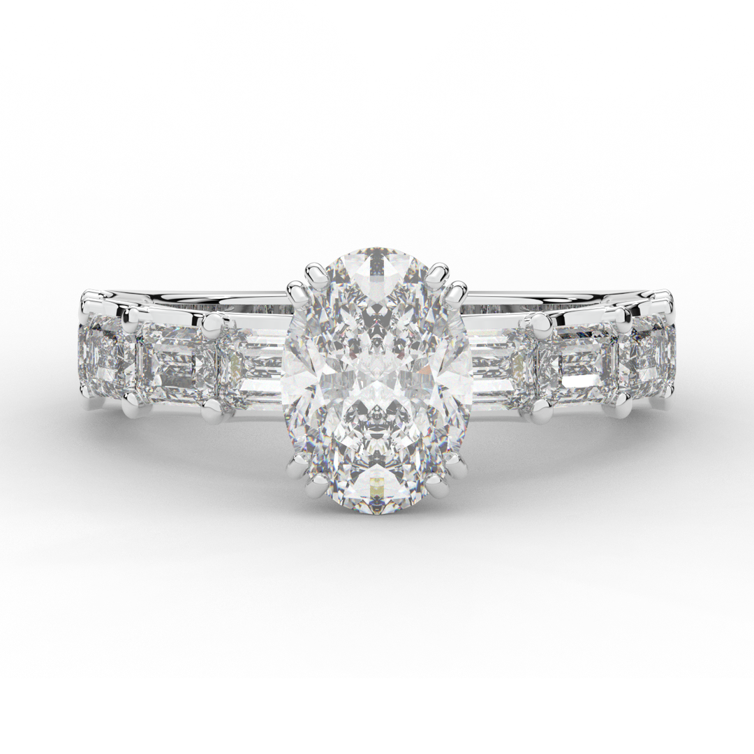3.75CT.TW OVAL LAB DIAMOND SOLITAIRE ENGAGEMENT RING - Nazarelle