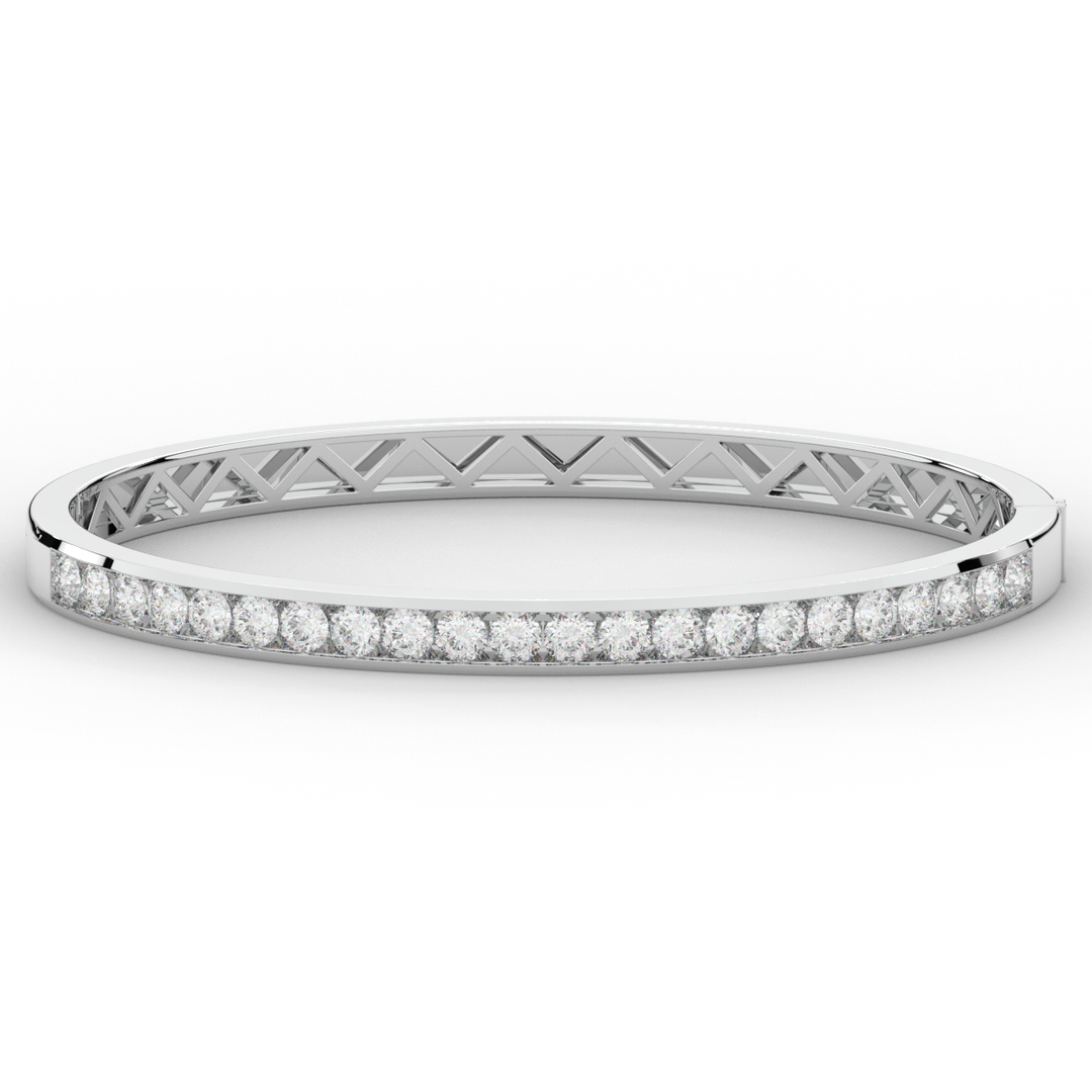 2.75CT.TW ROUND LAB CHANNEL SET DIAMOND BANGLE - Nazarelle