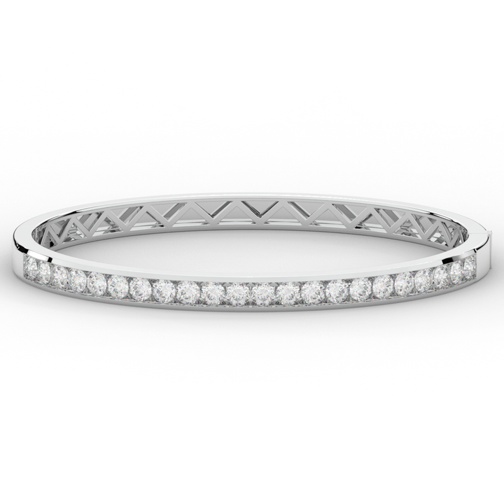 2.75CT.TW ROUND LAB CHANNEL SET DIAMOND BANGLE - Nazarelle