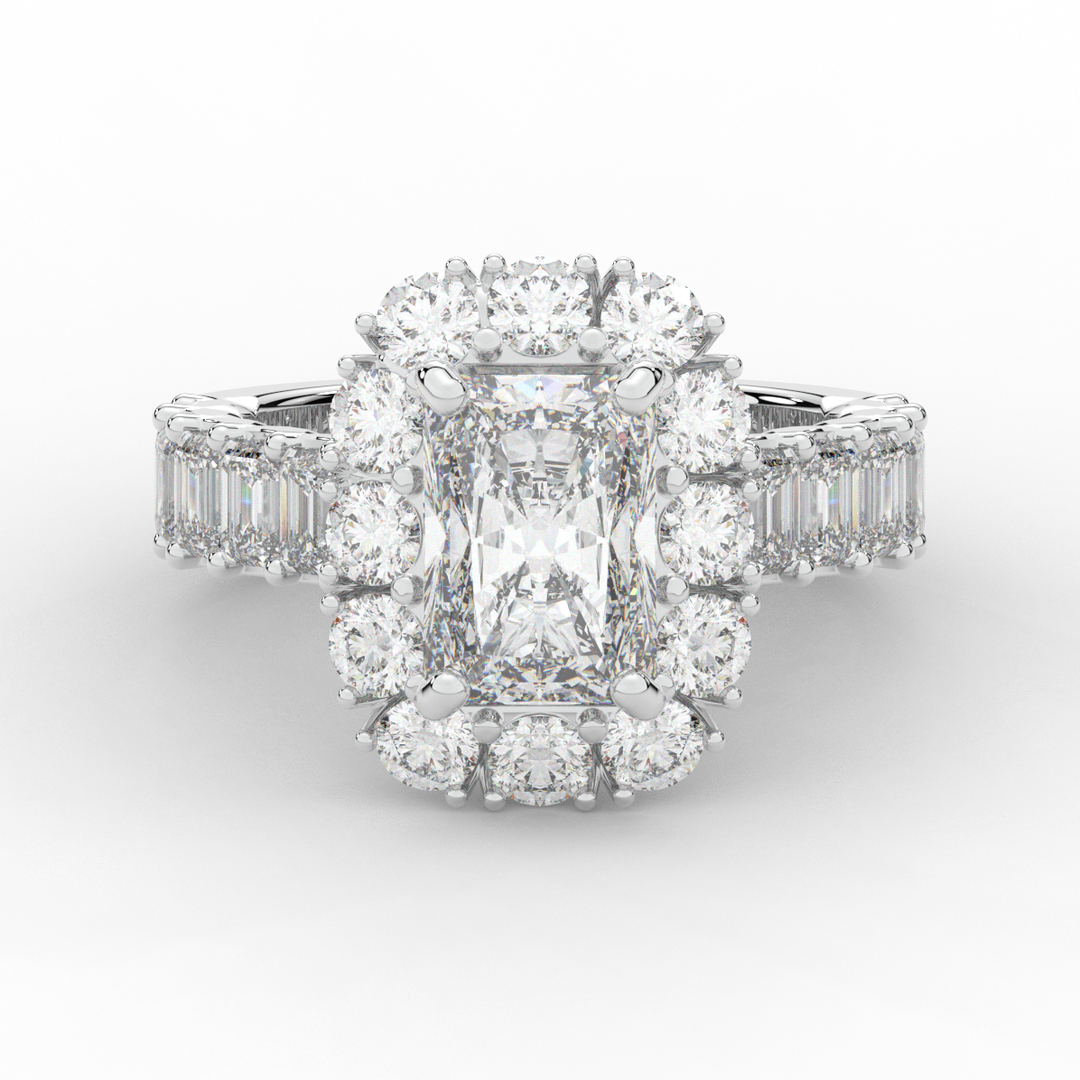 6.00CT.TW RADIANT LAB DIAMOND HALO ENGAGEMENT RING - Nazarelle