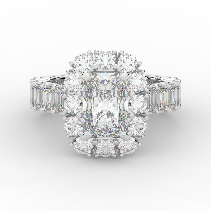 6.00CT.TW RADIANT LAB DIAMOND HALO ENGAGEMENT RING - Nazarelle