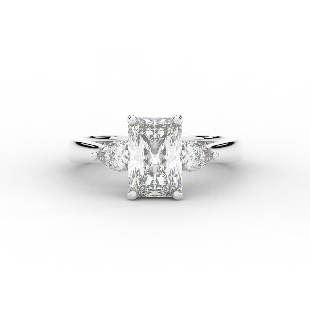 2.40CT.TW RADIANT LAB DIAMOND 3 STONE ENGAGEMENT RING - Nazarelle