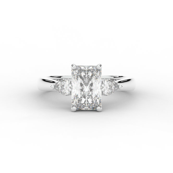 2.40CT.TW RADIANT LAB DIAMOND 3 STONE ENGAGEMENT RING - Nazarelle