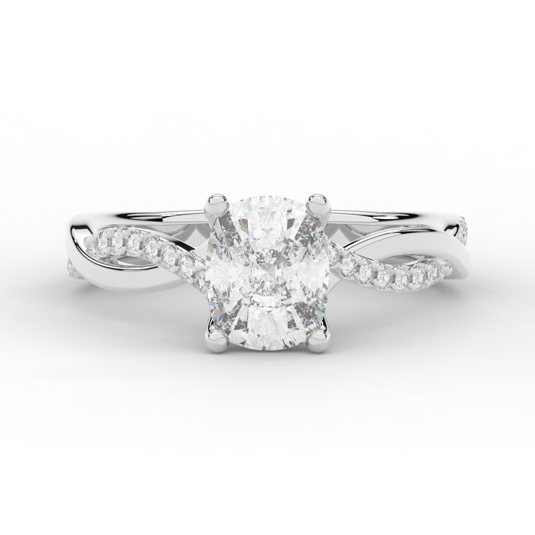 1.70CT.TW CUSHION LAB DIAMOND TWIST BAND ENGAGEMENT RING - Nazarelle
