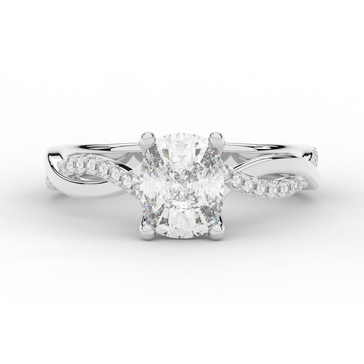 1.70CT.TW CUSHION LAB DIAMOND TWIST BAND ENGAGEMENT RING - Nazarelle