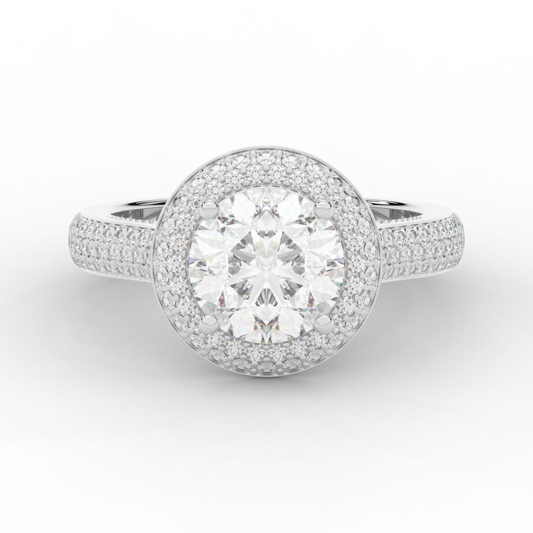 2.45CT.TW ROUND LAB DIAMOND HALO ENGAGEMENT RING - Nazarelle